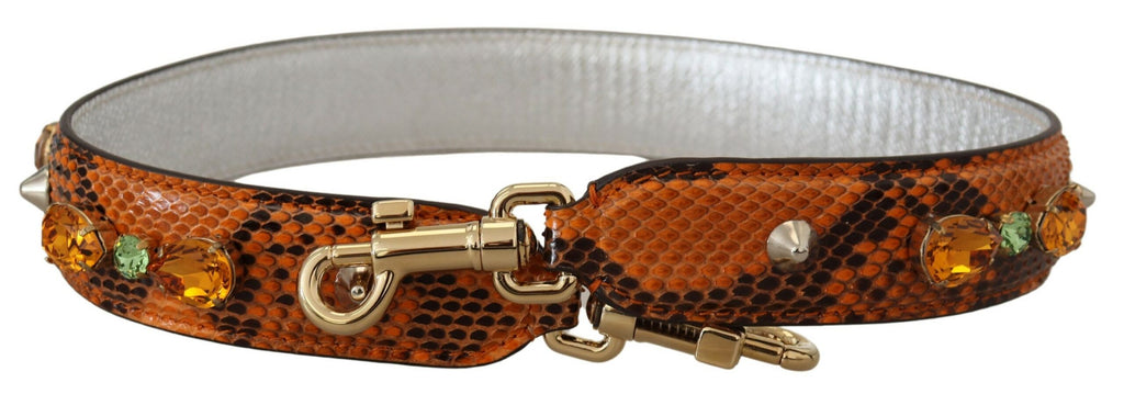 Dolce & Gabbana Orange Crystals Leather Bag Accessory Shoulder Strap - Luxe & Glitz