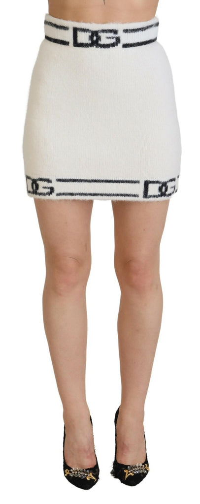 Dolce & Gabbana Ivory DG Logo Print High Waist Mini Skirt Dolce & Gabbana