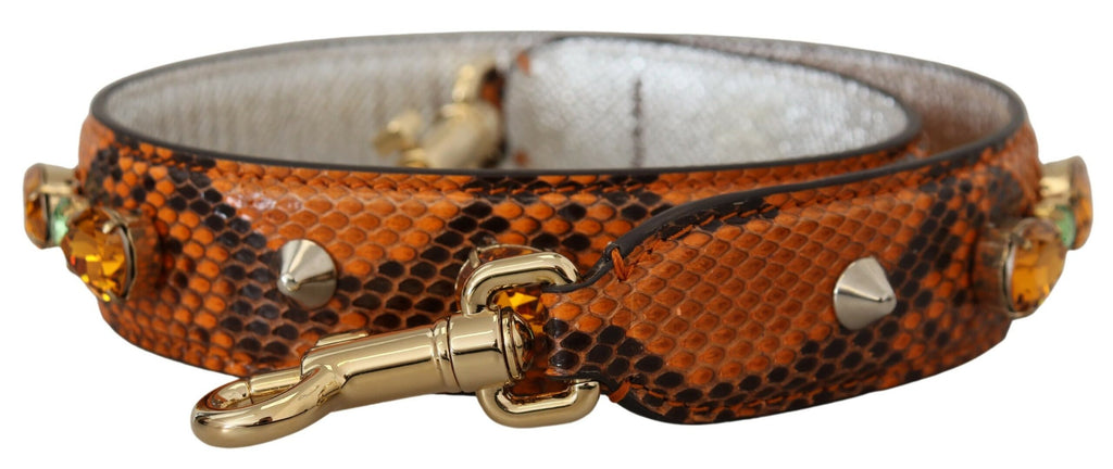 Dolce & Gabbana Orange Crystals Leather Bag Accessory Shoulder Strap - Luxe & Glitz