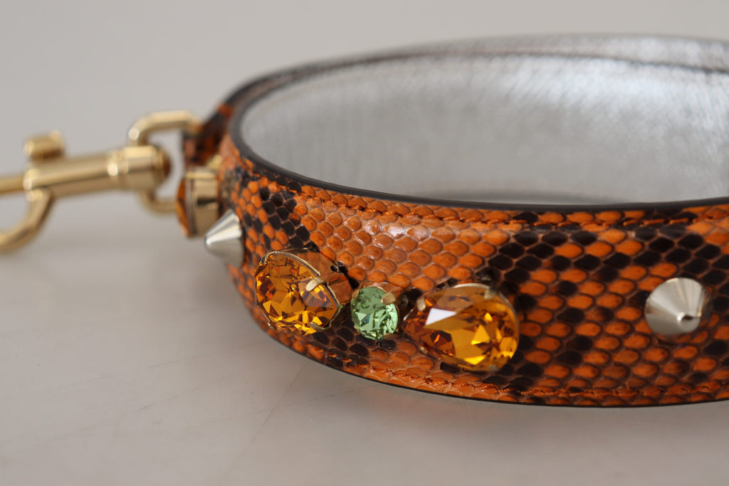 Dolce & Gabbana Orange Crystals Leather Bag Accessory Shoulder Strap - Luxe & Glitz