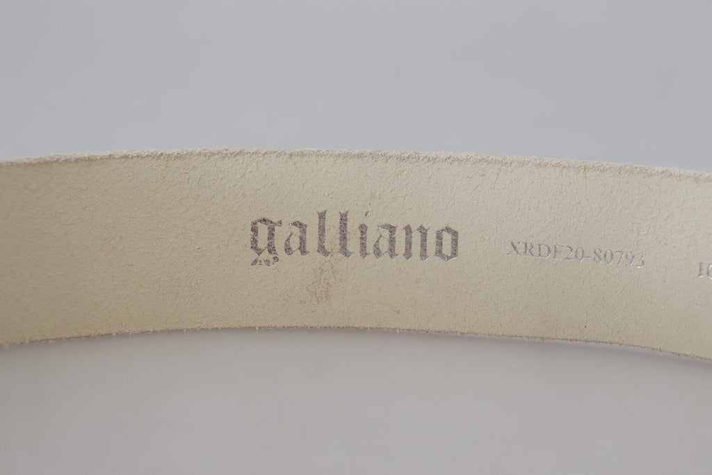 John Galliano Pink Leather Letter Logo Round Buckle Waist Belt - Luxe & Glitz