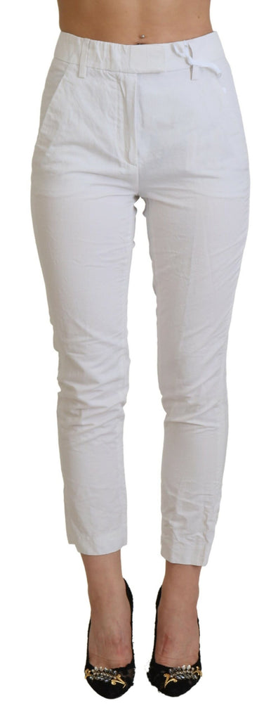 Dondup White High Waist Tapered Women Pants Dondup