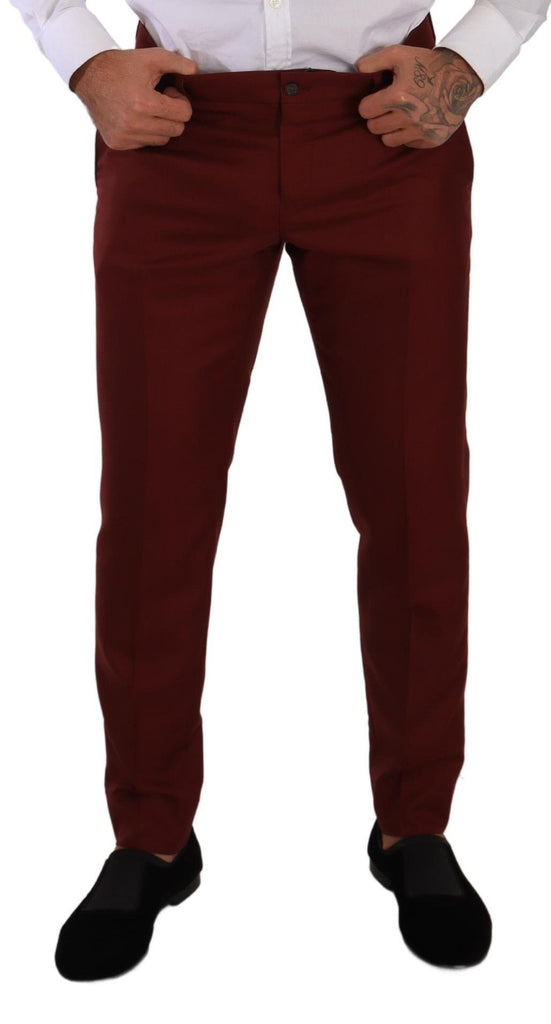 Dolce & Gabbana Red Cashmere Silk Dress Men Trouser Pants Dolce & Gabbana