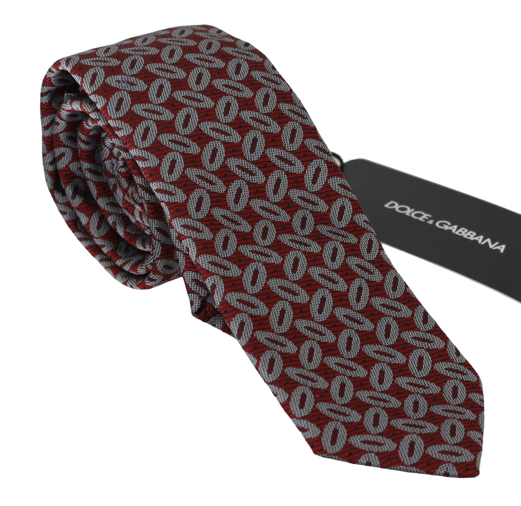 Dolce & Gabbana Red 100% Silk Printed Wide Necktie Men Tie Dolce & Gabbana