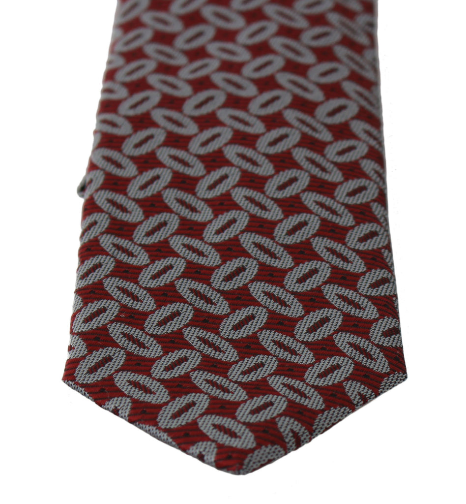 Dolce & Gabbana Red 100% Silk Printed Wide Necktie Men Tie Dolce & Gabbana