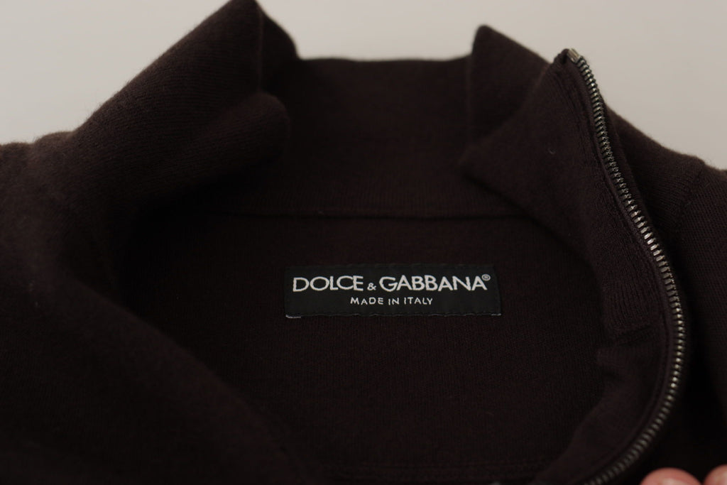 Dolce & Gabbana Brown Cashmere Collared Pullover Sweater Dolce & Gabbana