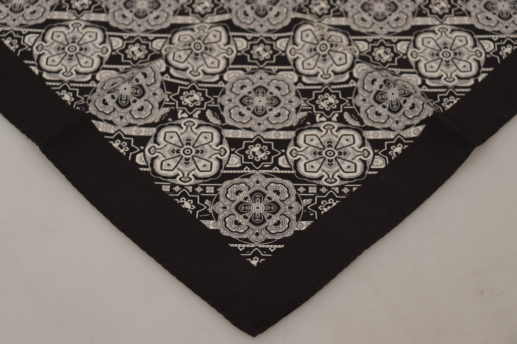 Dolce & Gabbana Black Patterned DG Printed Square Handkerchief Scarf - Luxe & Glitz