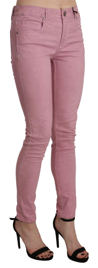 Acht Pink Mid Waist Skinny Stretch  Denim Pant - Luxe & Glitz