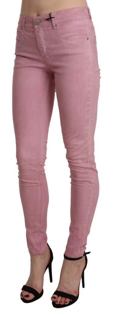 Acht Pink Mid Waist Skinny Stretch  Denim Pant - Luxe & Glitz