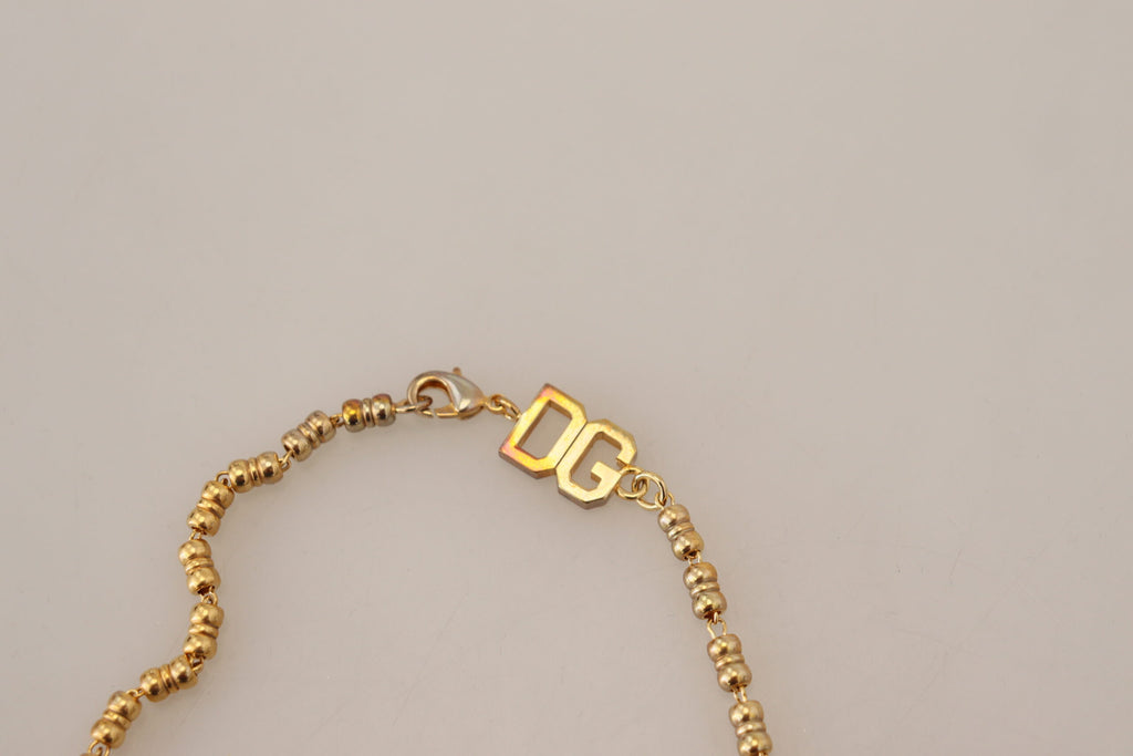 Dolce & Gabbana Gold Brass Chain SUPER PIG Pendant Logo Necklace Dolce & Gabbana