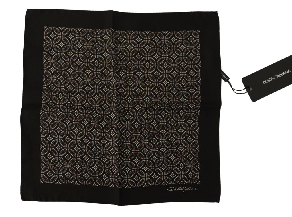 Dolce & Gabbana Black Patterned DG Printed Square Handkerchief Scarf - Luxe & Glitz