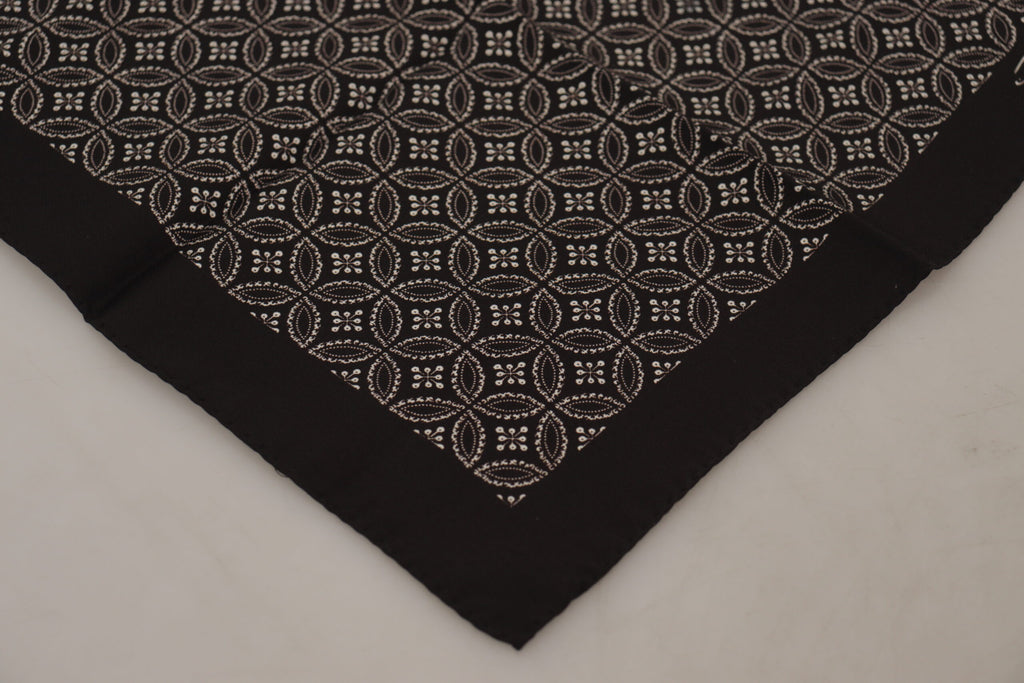 Dolce & Gabbana Black Patterned DG Printed Square Handkerchief Scarf - Luxe & Glitz