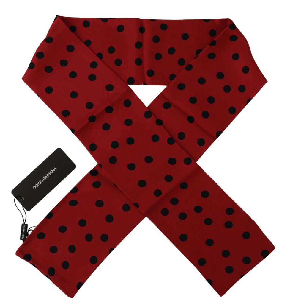 Dolce & Gabbana Red Polka Dot Silk Shawl Neck Wrap Scarf - Luxe & Glitz