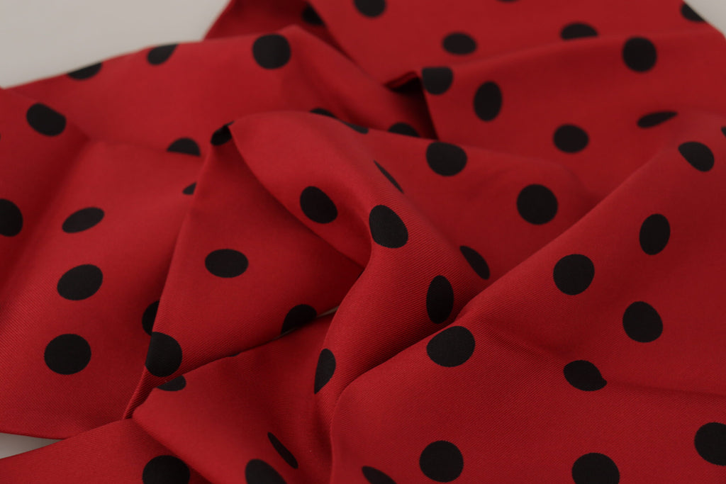 Dolce & Gabbana Red Polka Dot Silk Shawl Neck Wrap Scarf - Luxe & Glitz