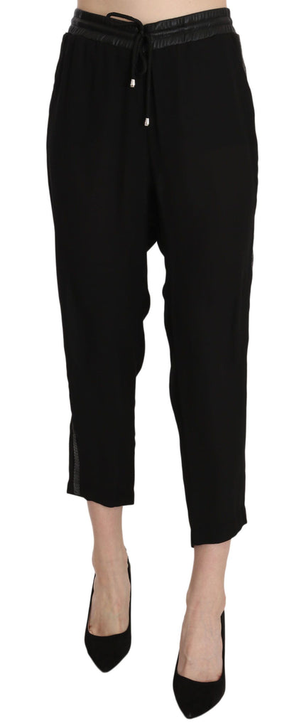 Guess Black Polyester High Waist Cropped Trousers Pants - Luxe & Glitz
