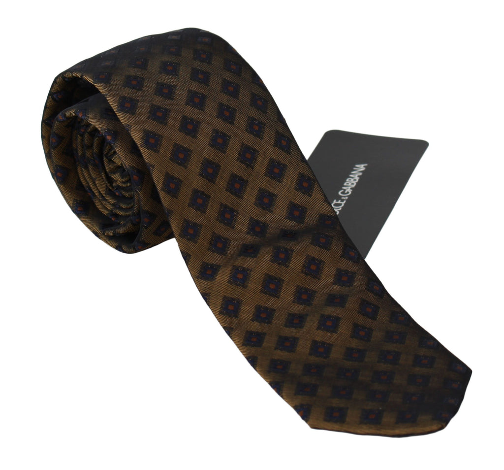 Dolce & Gabbana Brown Patterned Classic Mens Slim Necktie Tie Dolce & Gabbana