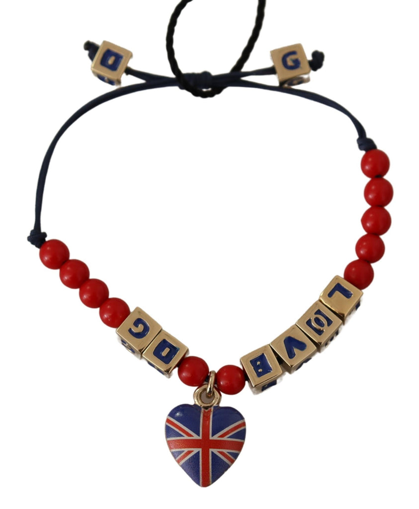 Dolce & Gabbana Red Blue Beaded DG LOVES LONDON Flag Branded Bracelet Dolce & Gabbana