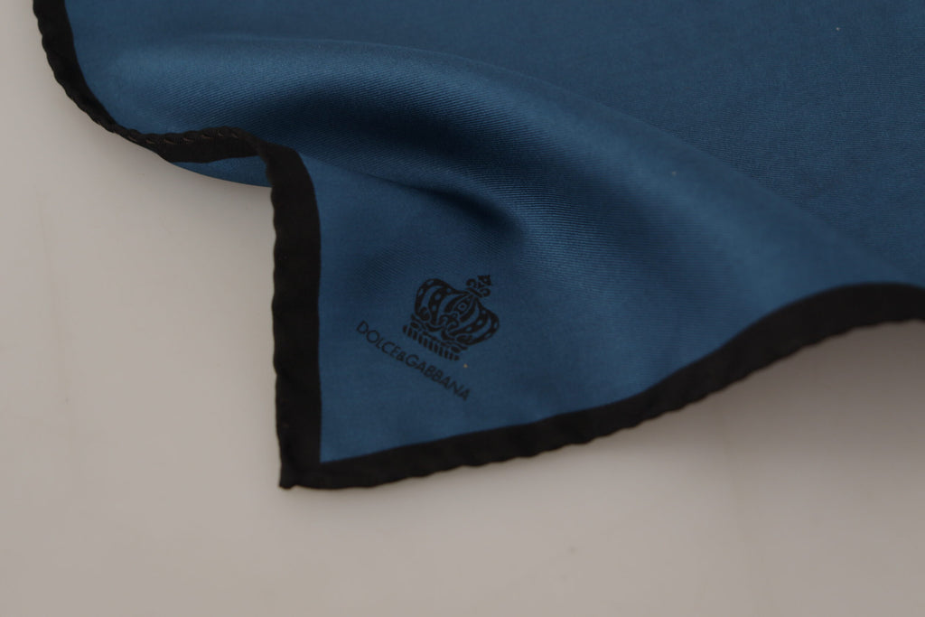 Dolce & Gabbana Black Blue DG Crown Printed Square Handkerchief Scarf - Luxe & Glitz