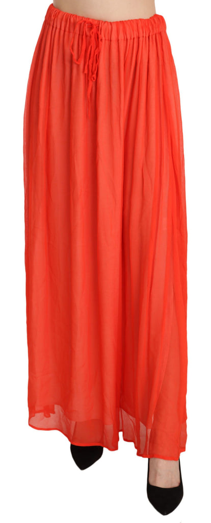 Jucca Orange Crepe Pleated Trapeze Viscose Maxi Skirt - Luxe & Glitz