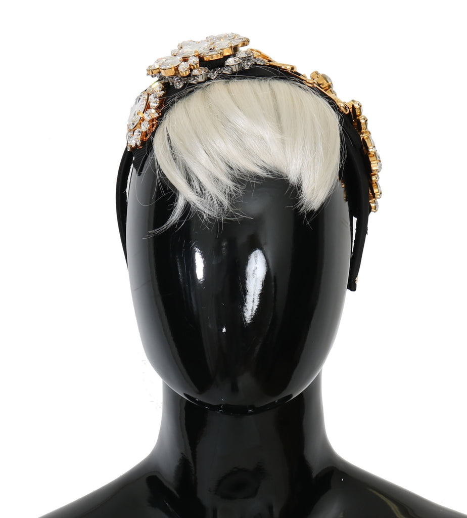 Dolce & Gabbana Black Crystal White Hair Parrucchiera Headband Diadem - Luxe & Glitz