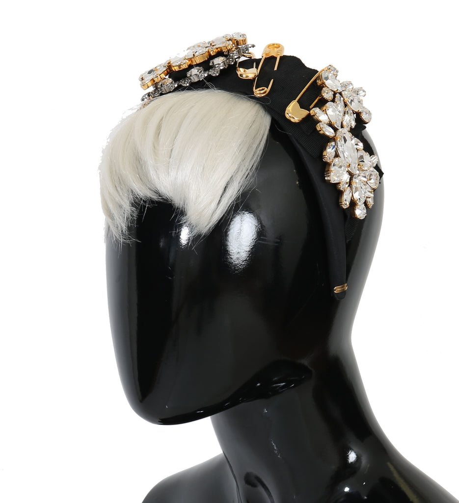 Dolce & Gabbana Black Crystal White Hair Parrucchiera Headband Diadem - Luxe & Glitz