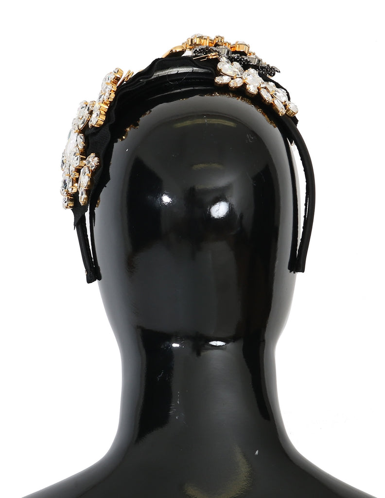 Dolce & Gabbana Black Crystal White Hair Parrucchiera Headband Diadem - Luxe & Glitz