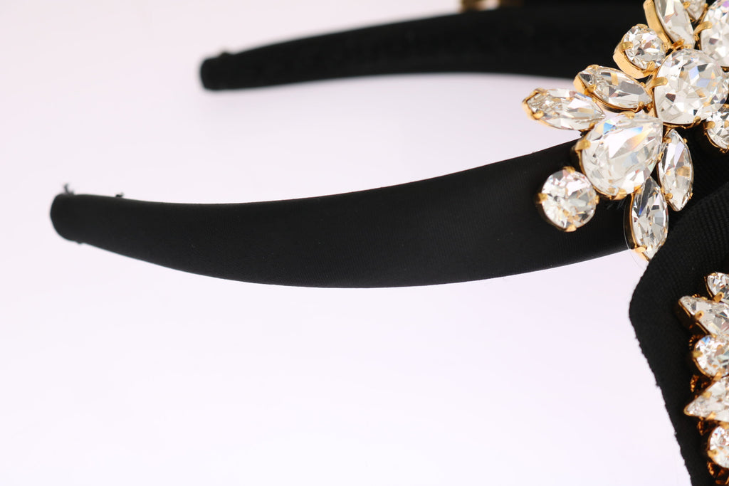 Dolce & Gabbana Black Crystal White Hair Parrucchiera Headband Diadem - Luxe & Glitz