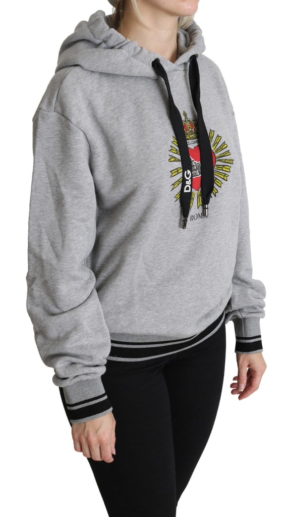 Dolce & Gabbana Gray Printed Hooded Exclusive Logo Sweater - Luxe & Glitz