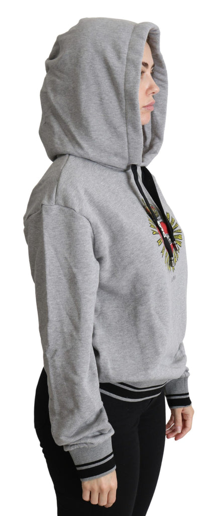 Dolce & Gabbana Gray Printed Hooded Exclusive Logo Sweater - Luxe & Glitz