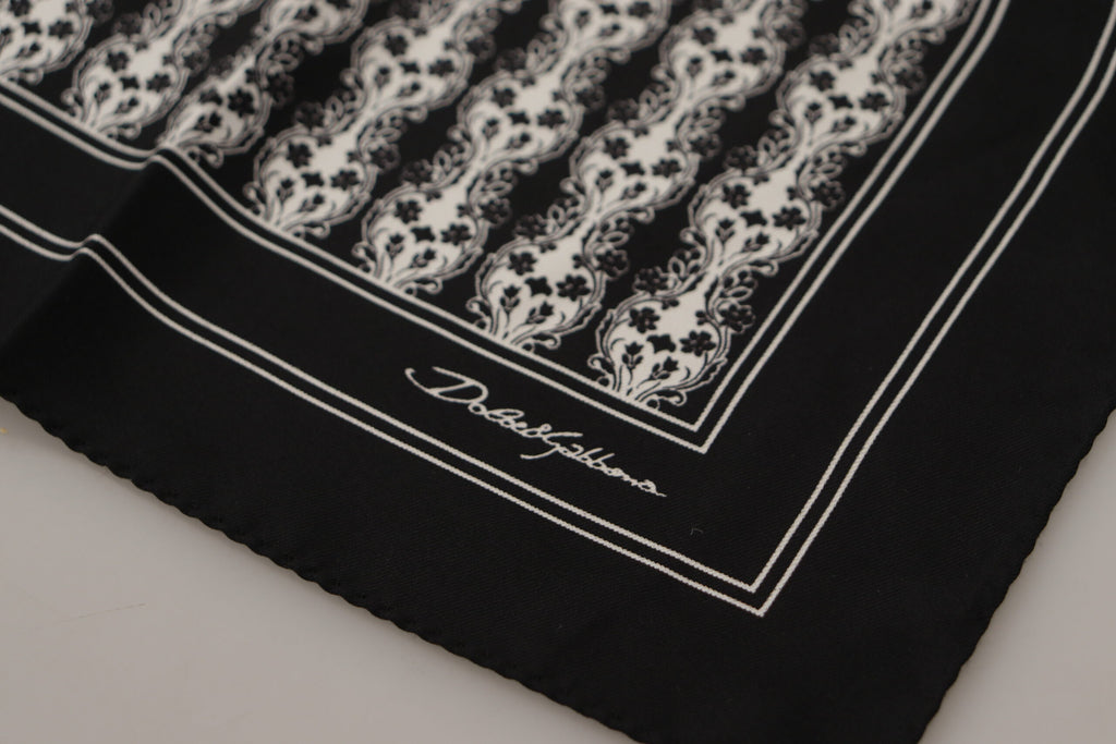 Dolce & Gabbana Black Printed Square Handkerchief Scarf - Luxe & Glitz