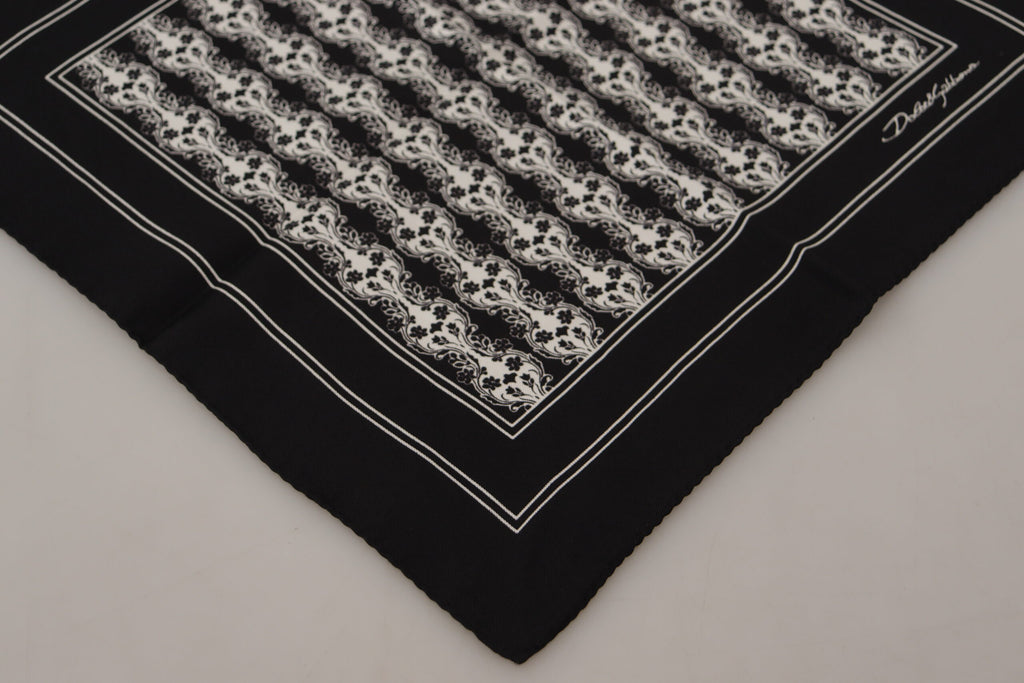 Dolce & Gabbana Black Printed Square Handkerchief Scarf - Luxe & Glitz