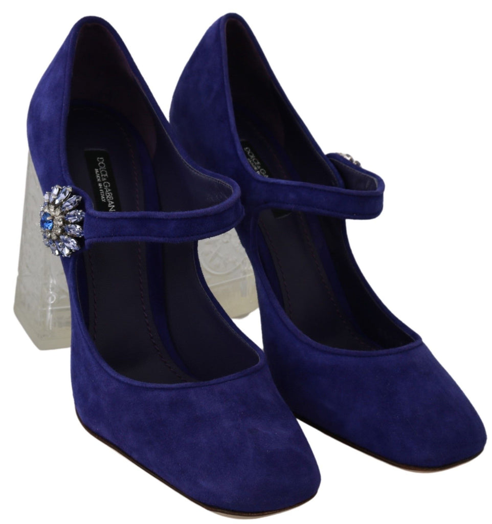 Dolce & Gabbana Purple Suede Crystal Pumps Heels Shoes Dolce & Gabbana