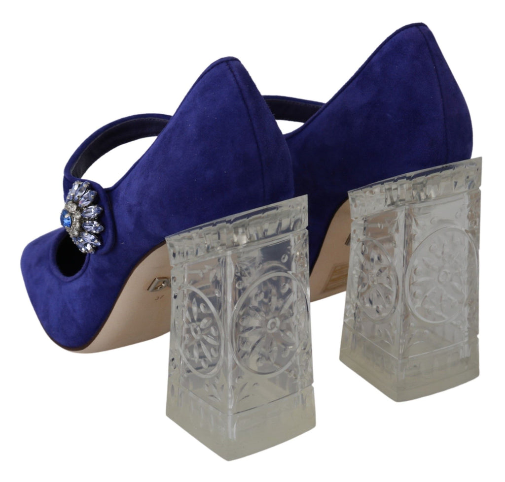 Dolce & Gabbana Purple Suede Crystal Pumps Heels Shoes Dolce & Gabbana