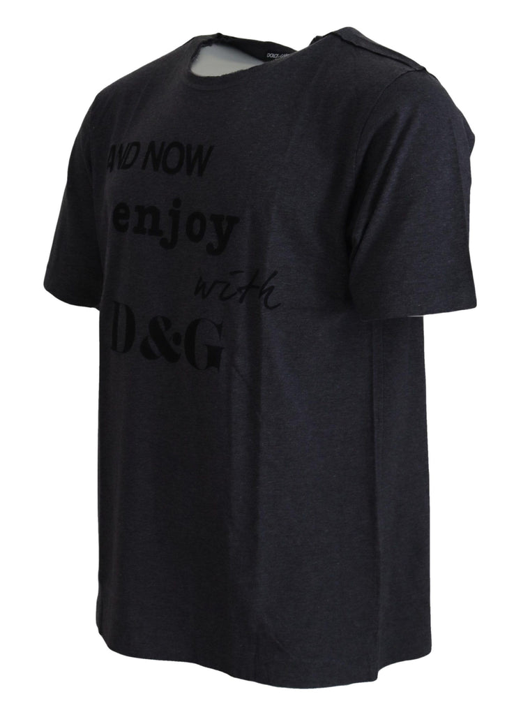 Dolce & Gabbana Gray Crewneck Cotton Short Sleeve  T-shirt Dolce & Gabbana