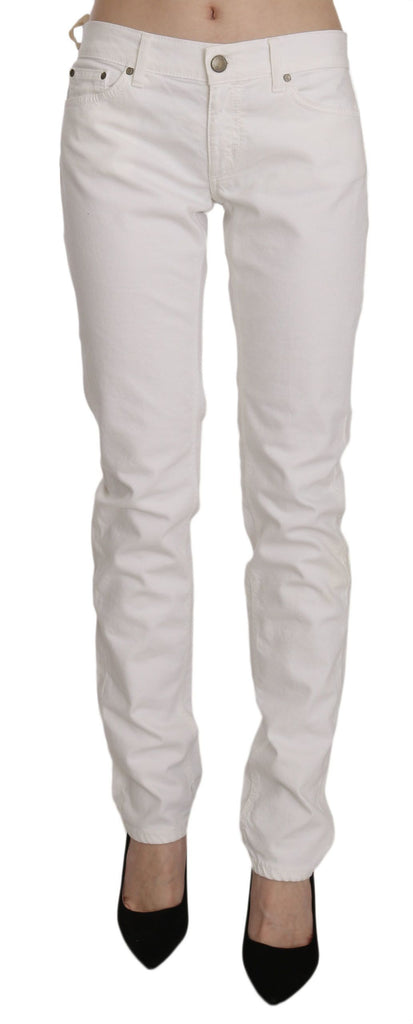 Dondup White Cotton Stretch Skinny Casual Denim Pants Jeans - Luxe & Glitz