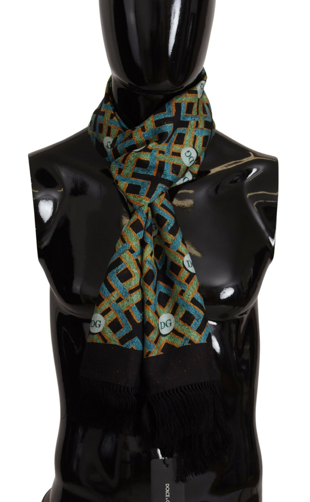 Dolce & Gabbana Multicolor DG Logo Shawl Warm Neck Wrap Fringe Scarf - Luxe & Glitz