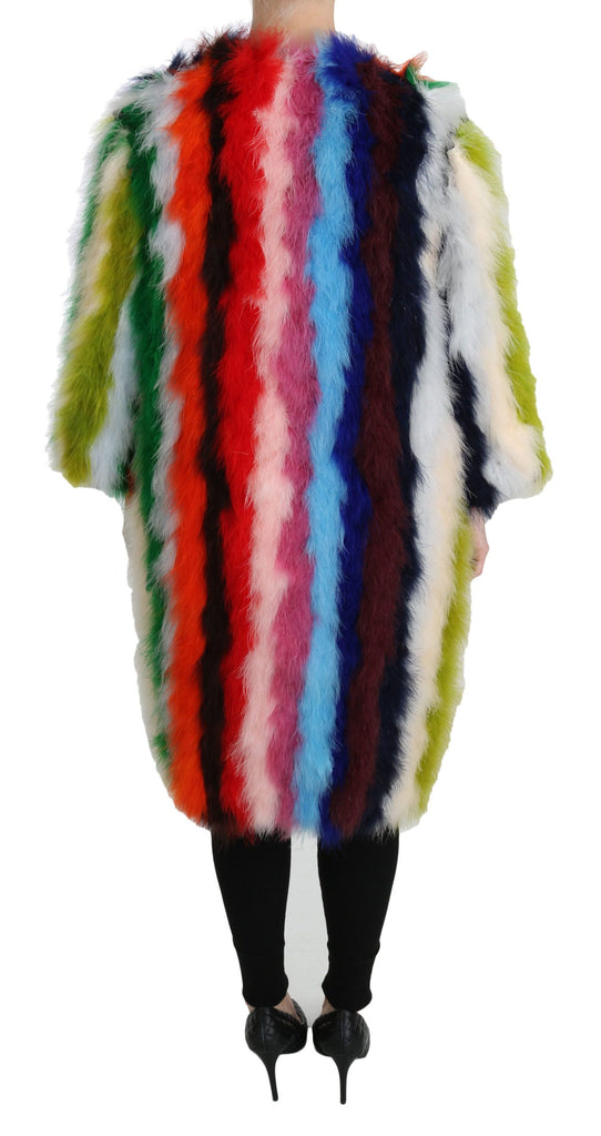 Dolce & Gabbana Multicolor Turkey Feather Cape Fur Coat - Luxe & Glitz