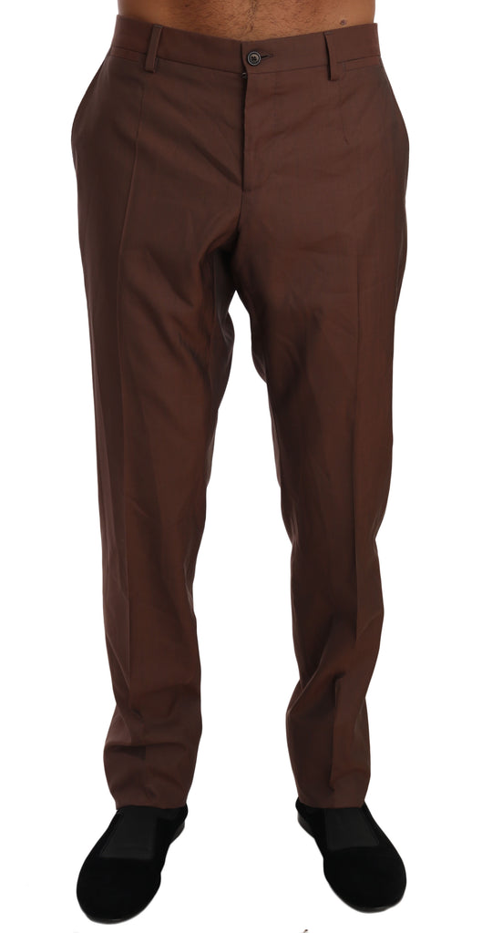 Dolce & Gabbana Brown Wool Silk Formal Trousers Pants - Luxe & Glitz