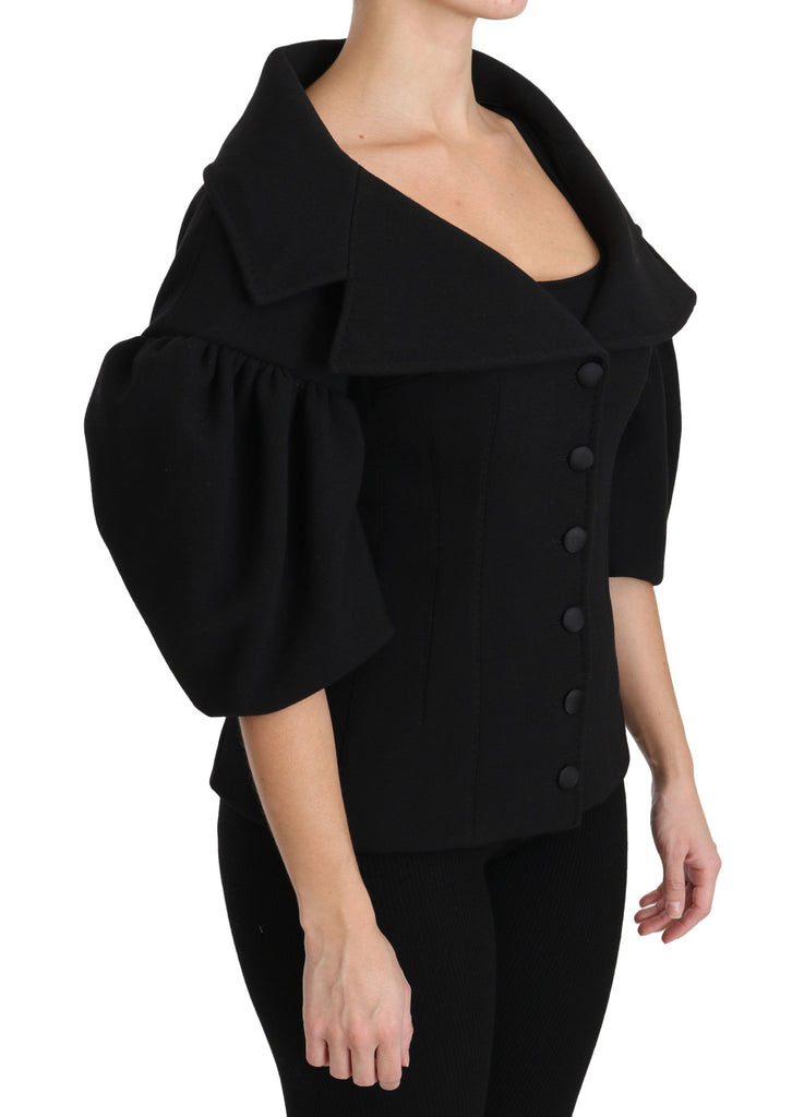 Dolce & Gabbana Black Formal Coat Virgin Wool Jacket - Luxe & Glitz