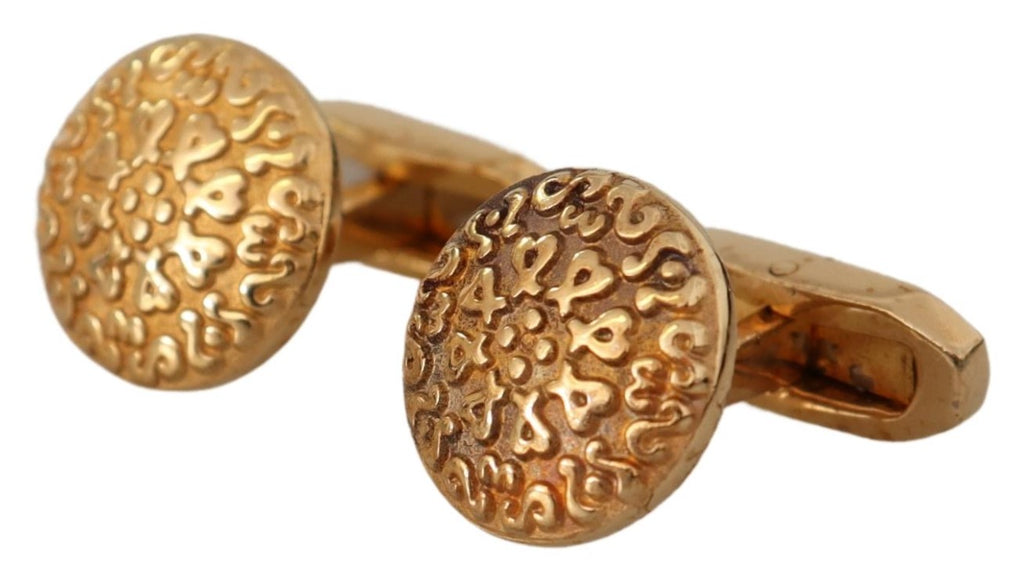Dolce & Gabbana Gold Plated Brass Round Pin Men Cufflinks Dolce & Gabbana