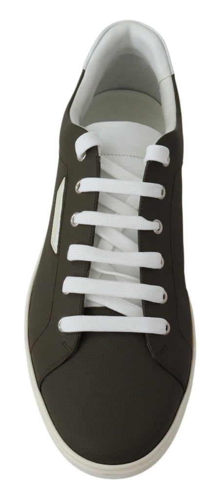 Dolce & Gabbana White Green Leather Low Top Sneakers Shoes Dolce & Gabbana