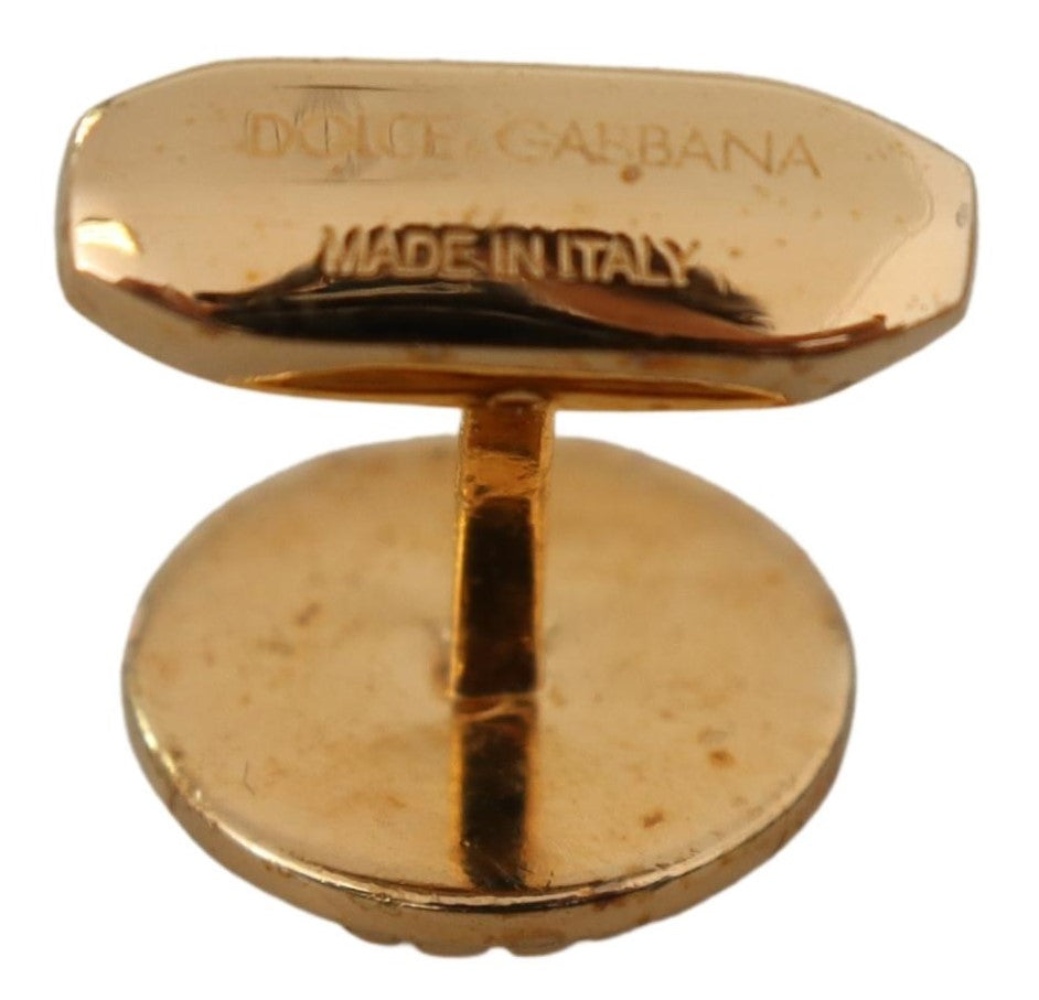 Dolce & Gabbana Gold Plated Brass Round Pin Men Cufflinks Dolce & Gabbana