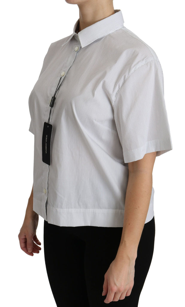 Dolce & Gabbana White Collared Short Sleeve Polo Shirt Top - Luxe & Glitz
