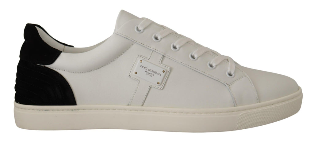 Dolce & Gabbana White Suede Leather Low Tops Sneakers Dolce & Gabbana
