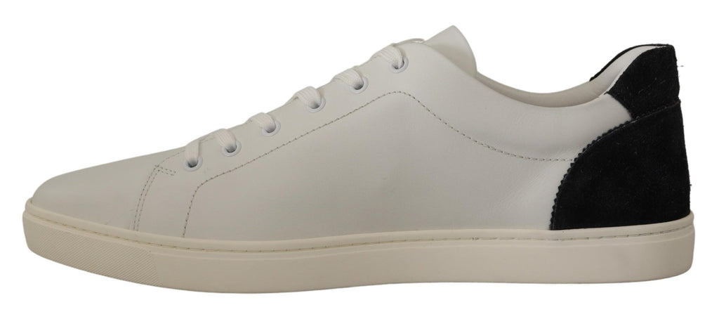 Dolce & Gabbana White Black Leather Low Shoes Sneakers Dolce & Gabbana