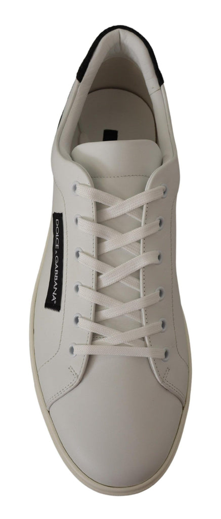 Dolce & Gabbana White Black Leather Low Shoes Sneakers Dolce & Gabbana
