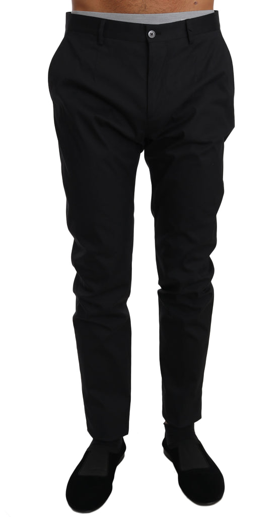 Dolce & Gabbana Black Cotton Stretch Formal Trousers Pants - Luxe & Glitz