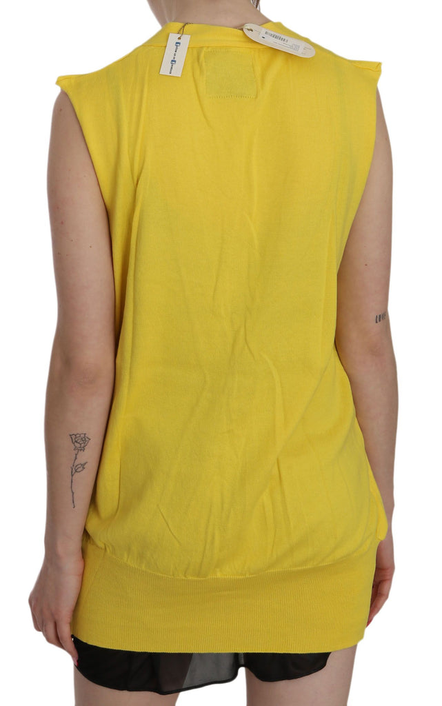 PINK MEMORIES Yellow 100% Cotton Sleeveless Cardigan Top Vest - Luxe & Glitz