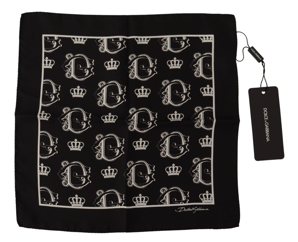 Dolce & Gabbana Black DG Crown Print Square Handkerchief - Luxe & Glitz