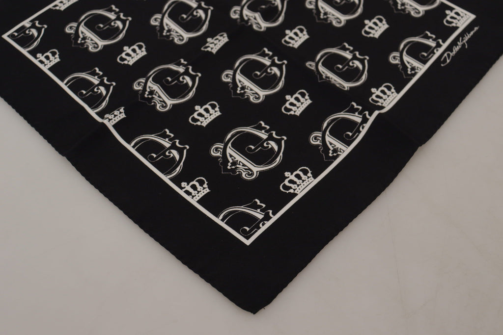 Dolce & Gabbana Black DG Crown Print Square Handkerchief - Luxe & Glitz